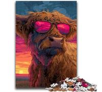 JigsawPuzzle 1000 Pieces for Teenagers Yak Wearing Glasses Stress Reliever Difficult Challenge Deal As Gifts for The Whole Family 38x26cm