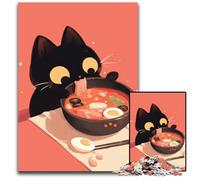 JigsawPuzzle 1000Pieces for Adults Cat Eating Ramen Challenging Puzzles Interactive Family Game DIY Home Decor Brain Teaser Gift 1000 PCS(38x26cm)