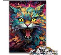 JigsawPuzzle 1000Pieces for Adults Colorful Art Psychedelic Cat Jigsaw Puzzle 1000Pieces for The Whole for Women, Gifts for Men (Size 50x75 cm)
