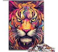 JigsawPuzzle 1000Pieces for Adults Psychedelic Art Tiger 1000Pieces Puzzles for Adults Interactive Family Game, DIY Home Decor, Challenging Brain Teaser Gift (Size 26x38 cm)