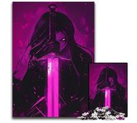 JigsawPuzzle 1000Pieces for Adults Warrior Anime Demon Woman with Pink Sword Jigsaw Puzzles for Birthdays Holidays Best for Christmas 1000 PCS(75x50cm)