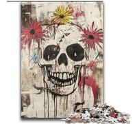 JigsawPuzzle 2000 Pieces for Teenagers Basquiat-style Flowers And Skulls for Age 14+ Brain Teaser Game Best Gift for Adults And Teenagers 70x100cm