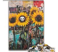 JigsawPuzzle 2000 Pieces for Teenagers Basquiat-style Sunflower Skull Toy Intellectual Game for Home Decoration for Age 14 Years Up 70x100cm