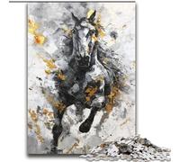 JigsawPuzzle 2000 Pieces for Teenagers Black Golden Horse Toy Intellectual Game for Home Decoration for Age 14 Years Up 70x100cm