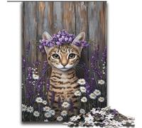 JigsawPuzzle 2000 Pieces for Teenagers Cat in Flowers for Age 14+ Brain Teaser Game Best Gift for Adults And Teenagers 70x100cm