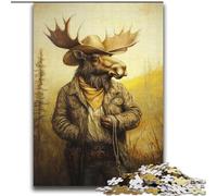 JigsawPuzzle 2000 Pieces for Teenagers Cowboy Moose for Age 14+ Brain Teaser Game Best Gift for Adults And Teenagers 70x100cm