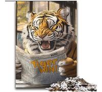 JigsawPuzzle 2000 Pieces for Teenagers Tiger Reading A Newspaper,Help The Brain Exercise Addictive Toys to Cultivate Patience Enhance Memory 70x100cm