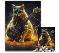JigsawPuzzle a Pieces for Adults Cat Playing Music Wooden Jigsaw Puzzles Relaxing Entertainment Perfect Christmas GiftHome Decor 1000 PCS(75x50cm)