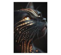 Jigsaws 1000 PCS for Adults Abyssinian Black Cat with Golden Pattern Jigsaws for Adults Relaxing Games Perfect Decoration Fun Activities at Home 1000 PCS