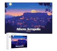 Jigsaws 1000 PCS for Adults Athens Acropolis Greece Nightscape Illustration Puzzles for Adults Hands-on Game Presents for Women Fun Activities at Home 1000 PCS