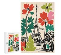 Jigsaws 1000 PCS for Adults Bonjour Paris Floral Eiffel Tower Art Adult Jigsaw Puzzle Brain Teaser Game A Work of Art Fun at Home Activities, 1000 PCS