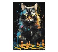Jigsaws 1000 PCS for Adults Cat Chess Master Portrait Jigsaws for Adults Relaxing Games Perfect Decoration Fun Activities at Home 1000 PCS
