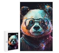 Jigsaws 1000 PCS for Adults Colorful Panda with Glasses -2 Adult Jigsaw Puzzle Brain Teaser Game A Work of Art Fun at Home Activities, 1000 PCS