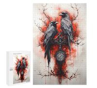 Jigsaws 1000 PCS for Adults Crow Ravens Ink Jigsaw Puzzle Brain Teaser Game Presents for Women Fun Activities at Home 1000 PCS
