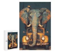Jigsaws 1000 PCS for Adults Elephant Retro Car Art Jigsaw Puzzle Brain Teaser Game Presents for Women Fun Activities at Home 1000 PCS