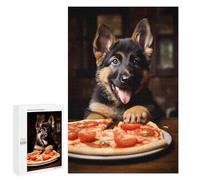 Jigsaws 1000 PCS for Adults German Shepherd Pizza Pup Jigsaw Puzzle Brain Teaser Game Presents for Women Fun Activities at Home 1000 PCS