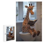Jigsaws 1000 PCS for Adults Giraffe Reading on Toilet Adult Jigsaw Puzzle Brain Teaser Game A Work of Art Fun at Home Activities, 1000 PCS