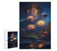 Jigsaws 1000 PCS for Adults Glowing Lotus Pond Scene-1 Adult Jigsaw Puzzle Brain Teaser Game A Work of Art Fun at Home Activities, 1000 PCS
