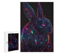 Jigsaws 1000 PCS for Adults Glowing Neon Rabbit Art Print Adult Jigsaw Puzzle Brain Teaser Game A Work of Art Fun at Home Activities, 1000 PCS