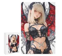 Jigsaws 1000 PCS for Adults Gothic Angel with Red Wings Gaming Adult Jigsaw Puzzle Brain Teaser Game A Work of Art Fun at Home Activities, 1000 PCS