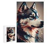 Jigsaws 1000 PCS for Adults Husky Abstract Dog Jigsaw Puzzle Brain Teaser Game Presents for Women Fun Activities at Home 1000 PCS