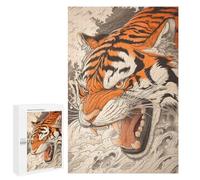 Jigsaws 1000 PCS for Adults Japanese Tiger Art Print Puzzles for Adults Hands-on Game Presents for Women Fun Activities at Home 1000 PCS