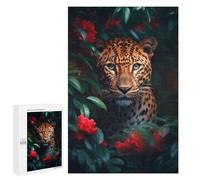 Jigsaws 1000 PCS for Adults Leopard Green Jungle Roses Jigsaw Puzzle Brain Teaser Game Presents for Women Fun Activities at Home 1000 PCS