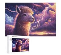 Jigsaws 1000 PCS for Adults Llama Lightning Storm Painting Jigsaw Puzzle Brain Teaser Game Presents for Women Fun Activities at Home 1000 PCS