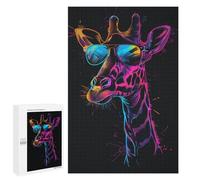 Jigsaws 1000 PCS for Adults Neon Giraffe Sunglasses Art Print Adult Jigsaw Puzzle Brain Teaser Game A Work of Art Fun at Home Activities, 1000 PCS