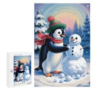 Jigsaws 1000 PCS for Adults Penguin Building A Snowman in Winter Adult Jigsaw Puzzle Brain Teaser Game A Work of Art Fun at Home Activities, 1000 PCS