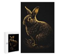 Jigsaws 1000 PCS for Adults Rabbit Gold Black Jigsaw Puzzle Brain Teaser Game Presents for Women Fun Activities at Home 1000 PCS