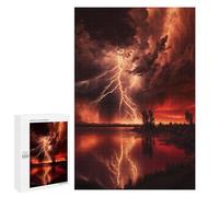 Jigsaws 1000 PCS for Adults Red Apocalyptic Storm Jigsaw Puzzle Brain Teaser Game Presents for Women Fun Activities at Home 1000 PCS