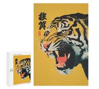Jigsaws 1000 PCS for Adults Roaring Tiger with Japanese Text Puzzles for Adults Hands-on Game Presents for Women Fun Activities at Home 1000 PCS