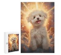 Jigsaws 1000 PCS for Adults Smiling Bichon Frise in Heaven Adult Jigsaw Puzzle Relax Games Perfect Decoration Christmas Birthday Gifts 1000 PCS