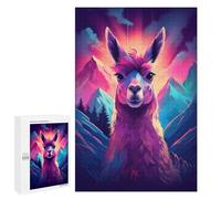 Jigsaws 1000 PCS for Adults Synthwave Llama Adult Jigsaw Puzzle Relax Games Perfect Decoration Christmas Birthday Gifts 1000 PCS