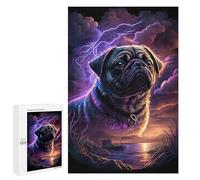 Jigsaws 1000 PCS for Adults Thunderstorm Pug Majesty Adult Jigsaw Puzzle Brain Teaser Game A Work of Art Fun at Home Activities, 1000 PCS