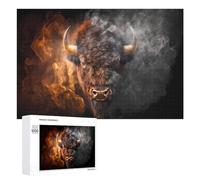 Jigsaws 1000 PCS for Teenagerss Bison Made of Fire Jigsaw for Adults Anti-Stress Toys Pattern Assembly Birthday Present, Gifts, 1000 PCS