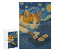Jigsaws 1000 PCS for Teenagerss Cat Sushi, Starry Night Jigsaw Puzzle Brain Teaser Game Stress Reliever Challenging To Complete 1000 PCS