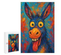 Jigsaws 1000 PCS for Teenagerss Colorful Donkey Portrait Painting Jigsaw Puzzle Brain Teaser Game Stress Reliever Challenging To Complete 1000 PCS