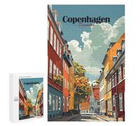 Jigsaws 1000 PCS for Teenagerss Copenhagen Denmark Cityscape Art Print Jigsaw Puzzle Brain Teaser Game Stress Reliever Challenging To Complete 1000 PCS
