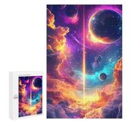 Jigsaws 1000 PCS for Teenagerss Cosmic Beam Neon Space Planets Clouds Nature Jigsaw Puzzle Brain Teaser Game Stress Reliever Challenging To Complete 1000 PCS