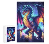 Jigsaws 1000 PCS for Teenagerss Dragon on Castle at Night Jigsaw Puzzle Brain Teaser Game Stress Reliever Challenging To Complete 1000 PCS
