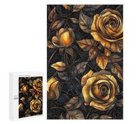 Jigsaws 1000 PCS for Teenagerss Golden Rose Bouquet Jigsaw Puzzle Brain Teaser Game Stress Reliever Challenging To Complete 1000 PCS