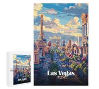 Jigsaws 1000 PCS for Teenagerss Las Vegas Cityscape Illustration Jigsaw Puzzle Brain Teaser Game Stress Reliever Challenging To Complete 1000 PCS