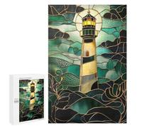 Jigsaws 1000 PCS for Teenagerss Lighthouse Stained Glass Puzzles for Adults Hands-on Game Birthday Present Birthday Present, Gifts, 1000 PCS