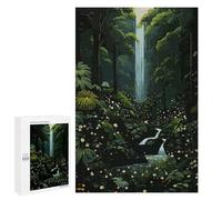 Jigsaws 1000 PCS for Teenagerss Lush Forest Waterfall Scene Jigsaw Puzzle Brain Teaser Game Stress Reliever Challenging To Complete 1000 PCS