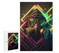 Jigsaws 1000 PCS for Teenagerss Neon Gas Mask Artwork -2 Jigsaws for Adults Brain Teaser Game Birthday Present Challenging To Complete 1000 PCS