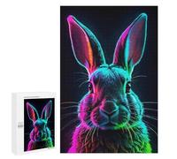 Jigsaws 1000 PCS for Teenagerss Neon Rabbit Portrait Jigsaw Puzzle Brain Teaser Game Stress Reliever Challenging To Complete 1000 PCS