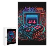 Jigsaws 1000 PCS for Teenagerss Neon Retro Gaming Console Jigsaws for Adults Brain Teaser Game Birthday Present Challenging To Complete 1000 PCS
