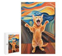 Jigsaws 1000 PCS for Teenagerss Orange Cat The Scream Jigsaw Puzzle Brain Teaser Game Stress Reliever Challenging To Complete 1000 PCS